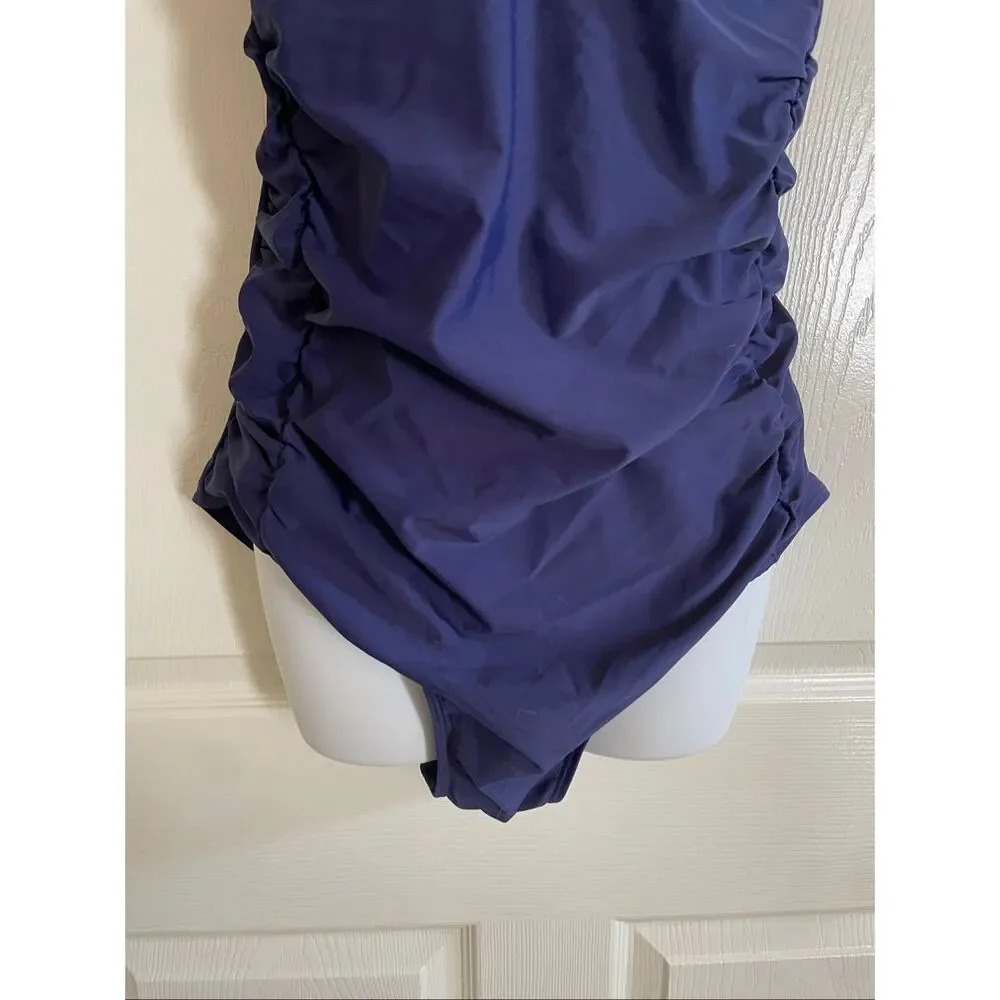 Aqua Eve 18W Plus Size One Piece Bikini Navy Blue NWT